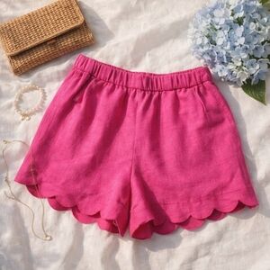Umgee NWT Magenta Linen Blend Scallop Hem Shorts Elastic Waist M
